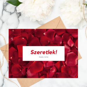 Szeretlek üdvözlőkártya a csokicsomagod mellé