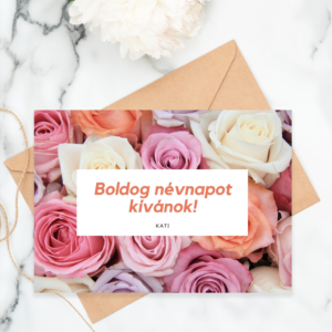 Boldog névnapot kívánunk! - üdvözlőkártya Csajoknak csokicsomagod mellé