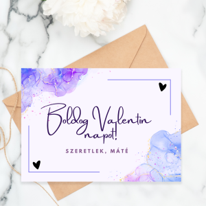 Boldog Valentin napot! lila üdvözlőkártya